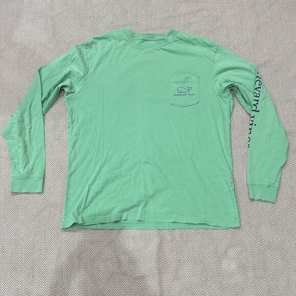 Vineyard Vines Green Long Sleeve Shirt with Pocket Mens Size Medium - Picture 1 of 2
